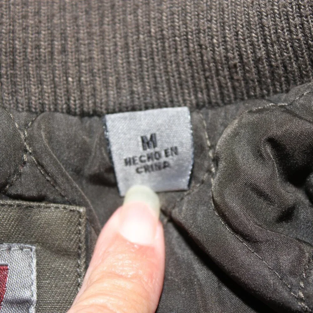 Levi's Mens Canvas feel Quilted Interior Green Heavy Coat Zip Snap Size Medium - Picture 5 of 13